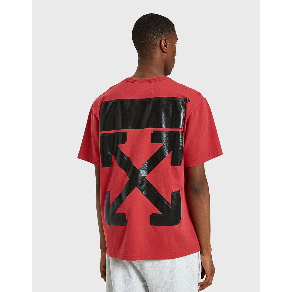 off white champion tee red