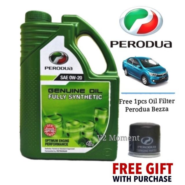 Perodua engine oil 0w20 Fully Synthetic (4L) + Perodua 