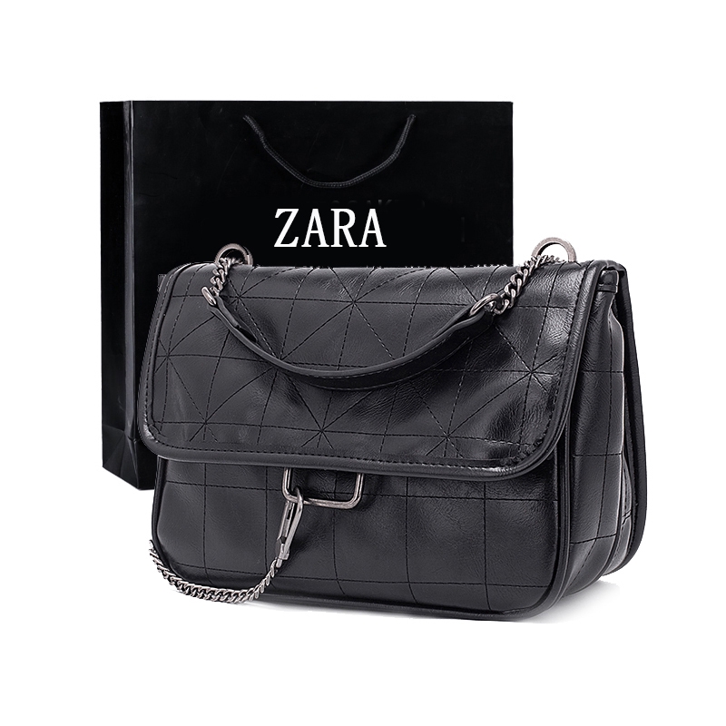 zara black chain bag