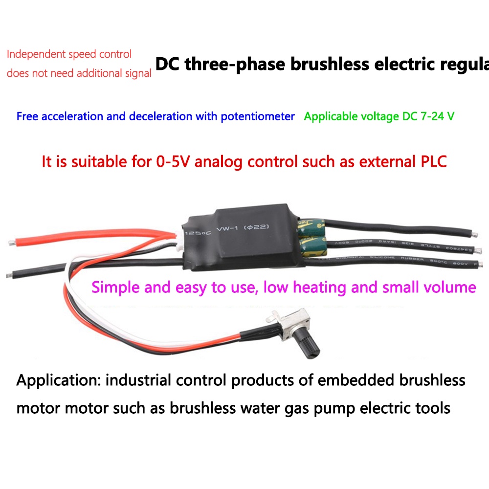 3-phase DC6-24V 200W 1000W Brushless Hall Motor Pump Driver ESC Speed Controller
