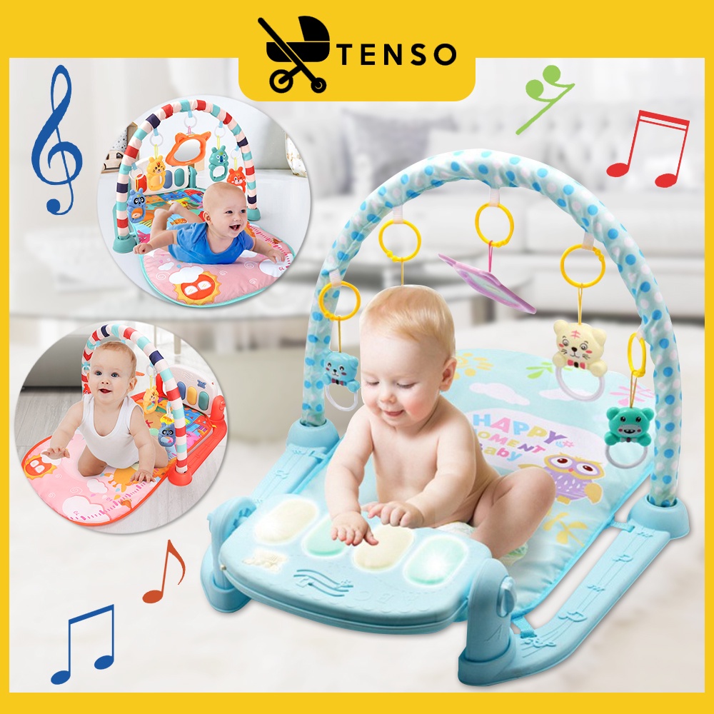 (WITH MUSIC & HANGING TOY) Baby Toddler Colourful Musical Play Gym Playmat Baby Toys Kids Toys