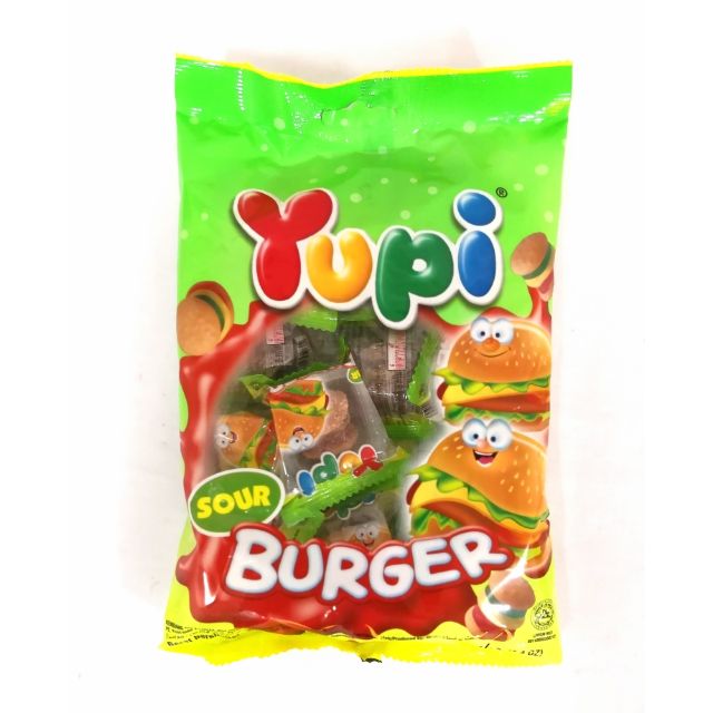 Yupi 96gm Sour Burger Gummy Sweet Candies Childhood Snack Makanan Ringan Gula Gummi Burger Zaman Kanak Sweet House 3006