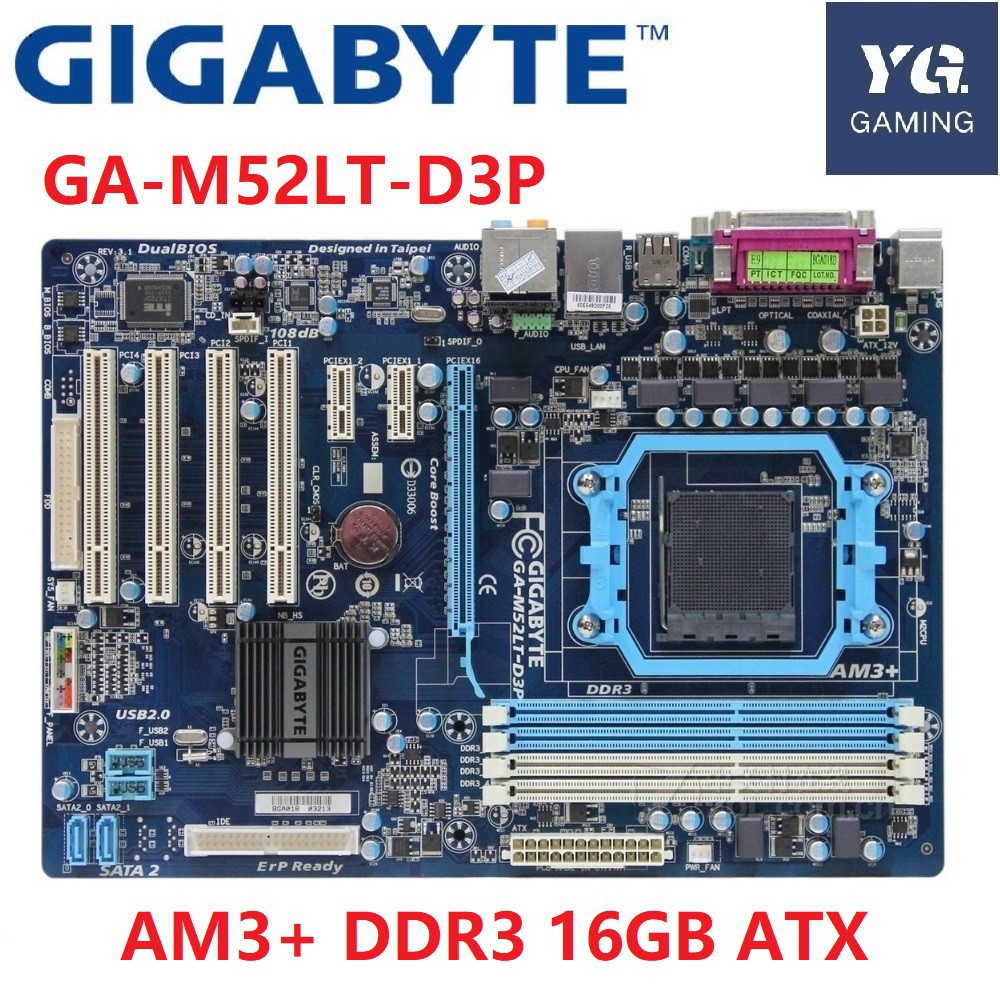 Gigabyte gam52ltd3p desktop motherboard 520le socket am3+ ddr3 16gb