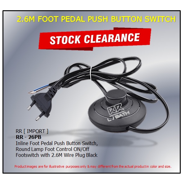 RR 26PB Inline Foot Pedal Push Button Switch, Round Lamp Foot Control