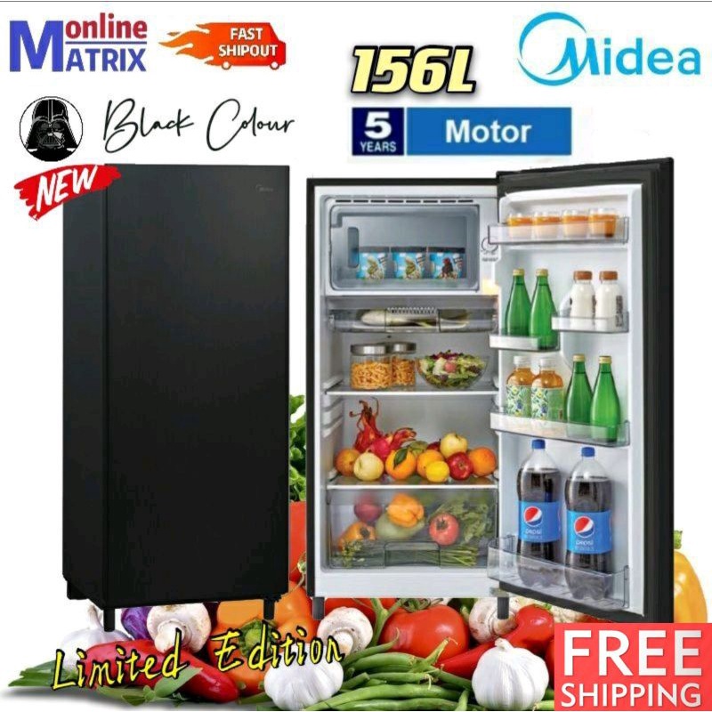 Midea 156l Single 1 Door New Black Colour Refrigerator Ms 196b Energy Saving Fridge Shopee Malaysia