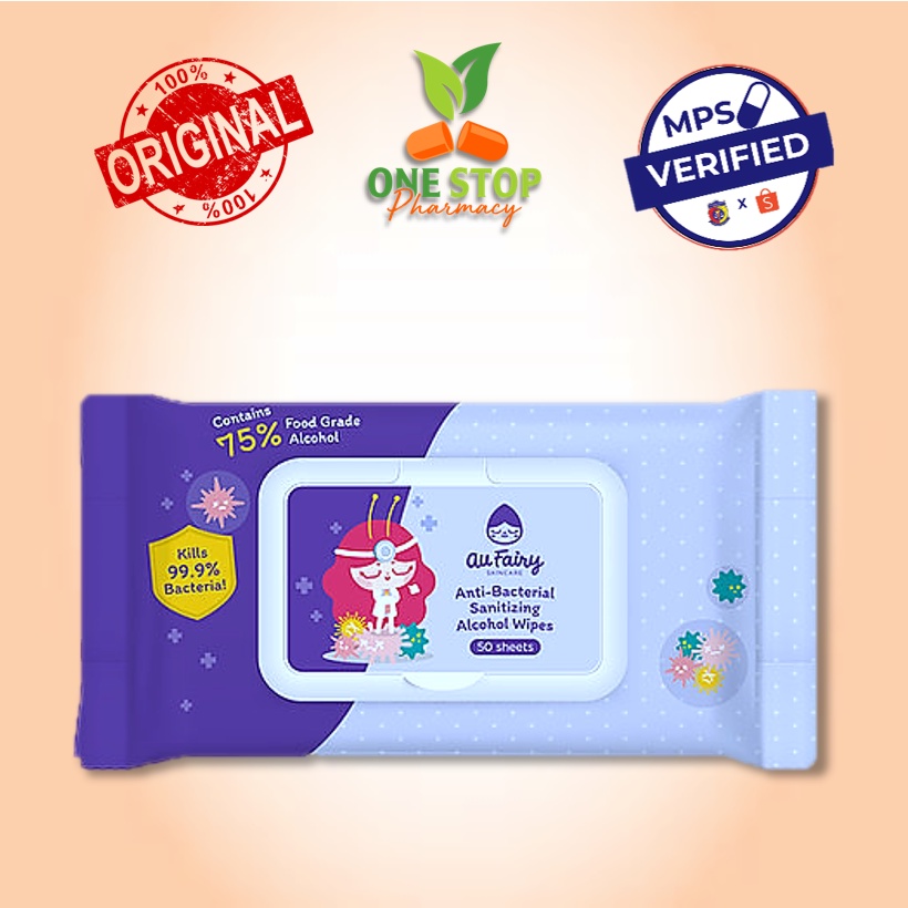 Au Fairy AntiBacterial Sanitizing Alcohol Wipes (75 Food Grade Alcohol) 50's (Expiry Date 04/
