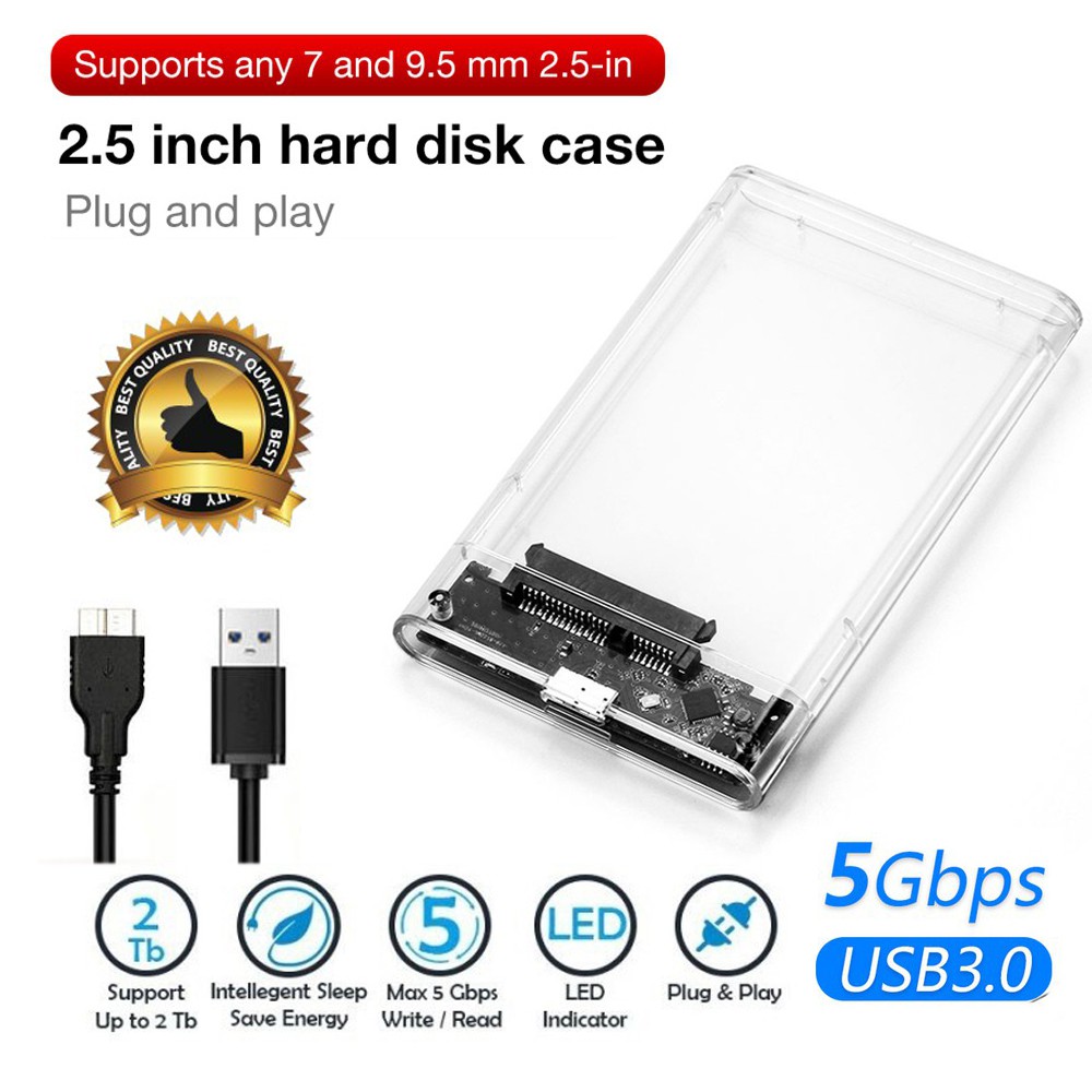 Electronics THU 2.5 USB 3.0 to SATA External Hard Drive Enclosure Casing  for 7mm and 9.5mm 2.5 Inch SATA HDD/SSD Tool Free Support UASP 2TB Hard  Drive Hard Drive Accessories christkindlmarket.com