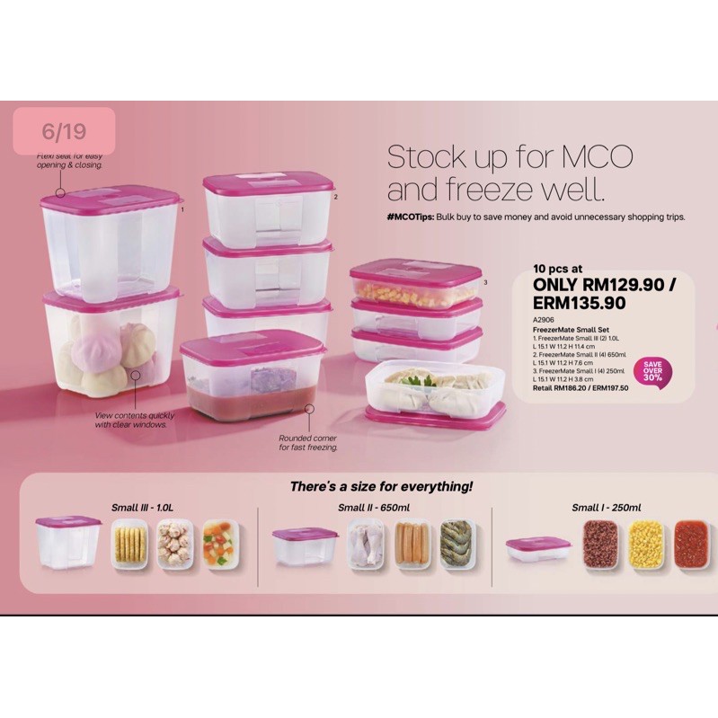 {Ready Stocks} Tupperware FreezerMate Small Set (10pcs)