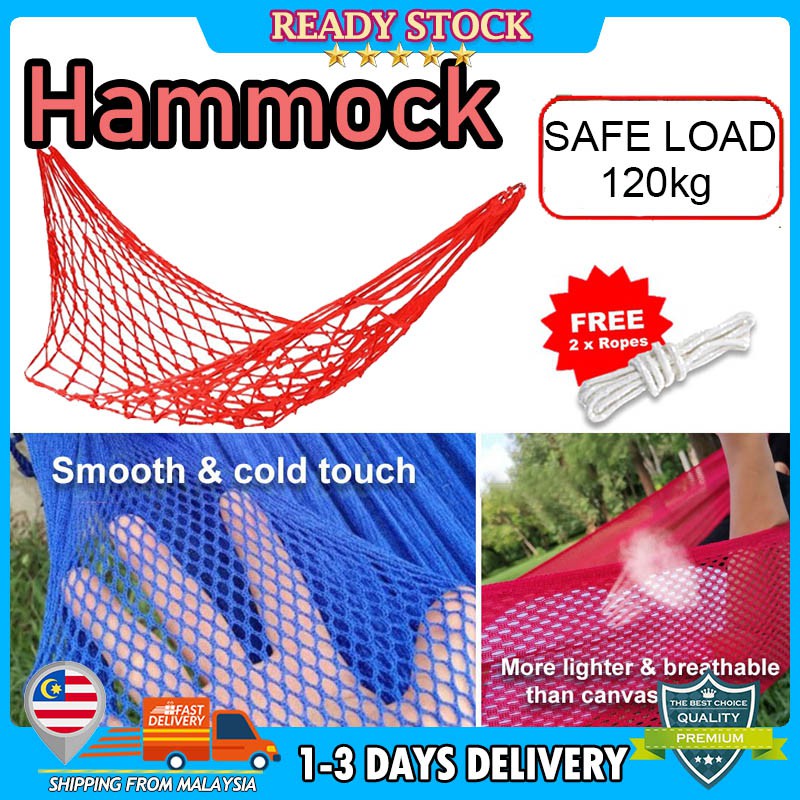 Hammock Beach Travel Outdoor Camping Ice Silk Mesh Hammock Tree Hanging Swing Bed Endui Buaian Gantung Tidur