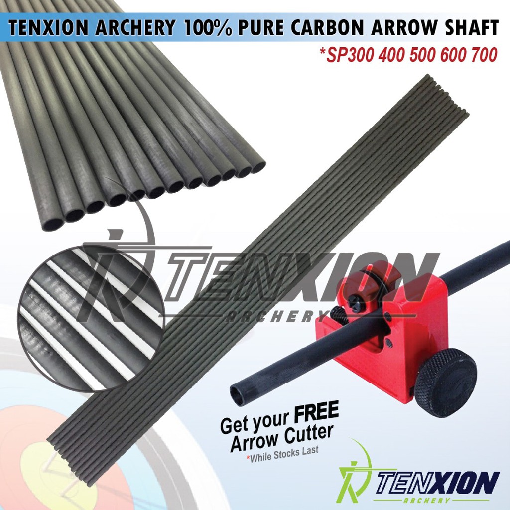 12 PCS ID 6.2mm TenXion Archery 100 Pure Carbon Arrow Shaft Free