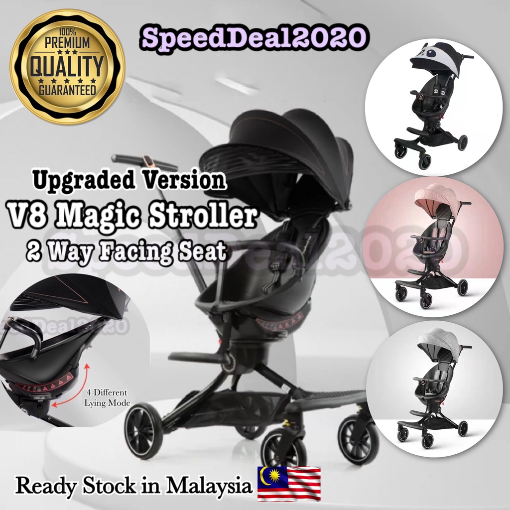 100% Original?V8 Foldable 2-Way Facing Magic Stroller Upgraded Baby Stroller Lightweight Kereta Sorong Bayi Travel