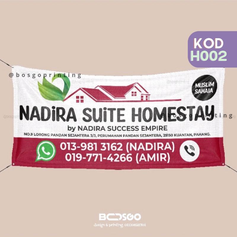 bosgo printing/ banner homestay / ready template design/ boleh ubah ...