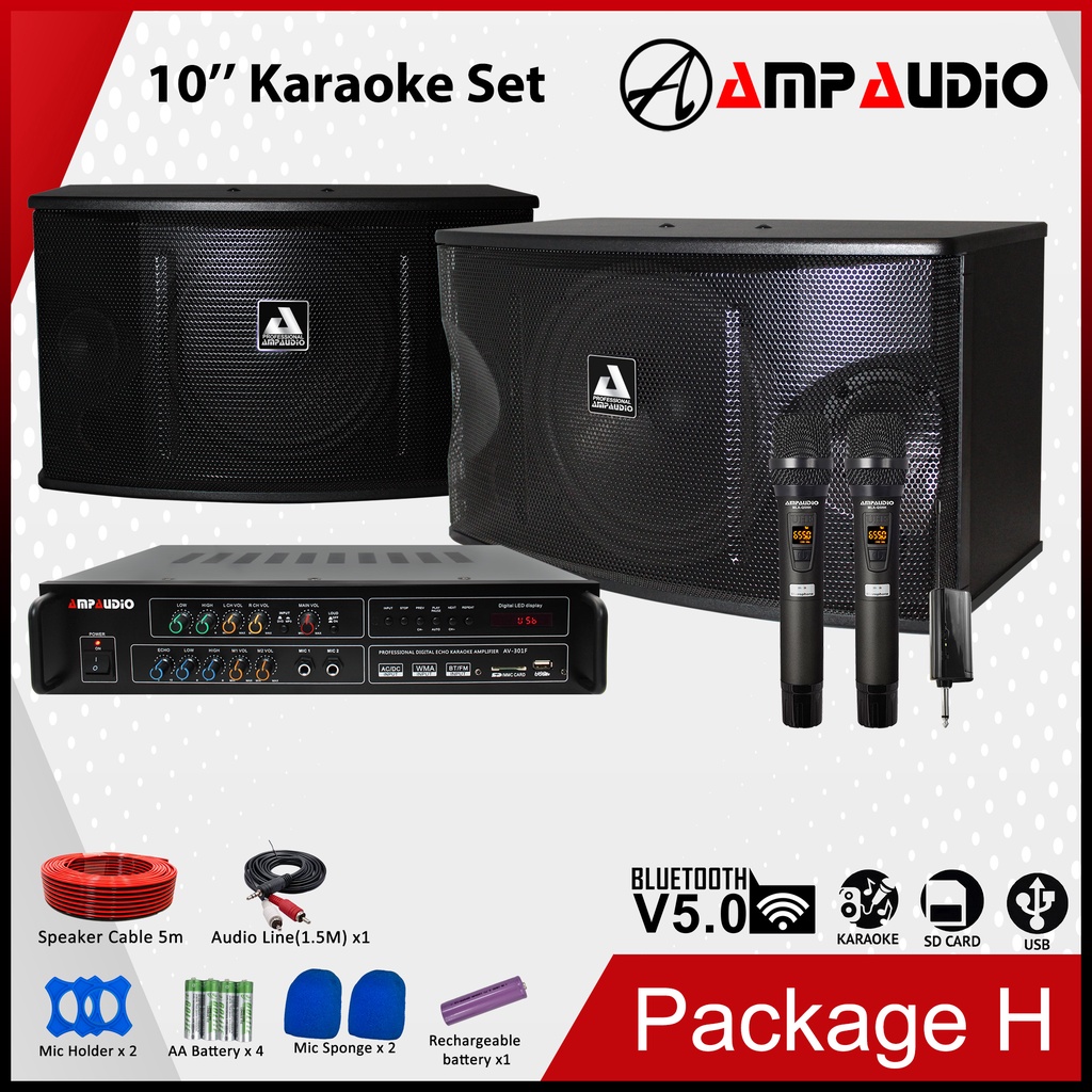 AmpAudio Karaoke Speaker Set 10inch speaker Full set ( Package H