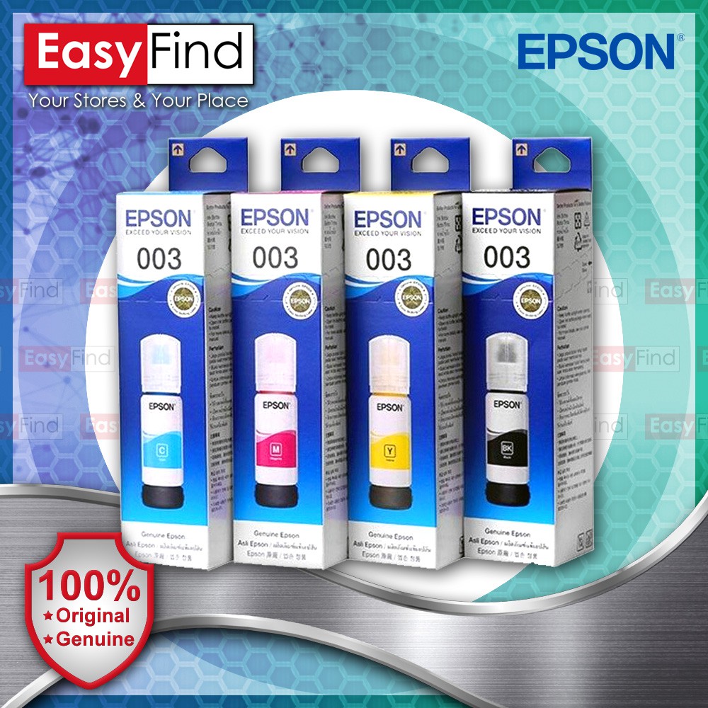 ORIGINAL EPSON 003 L3110 L3150 (CMYK) REFILL INK BOTTLE V100/200/300