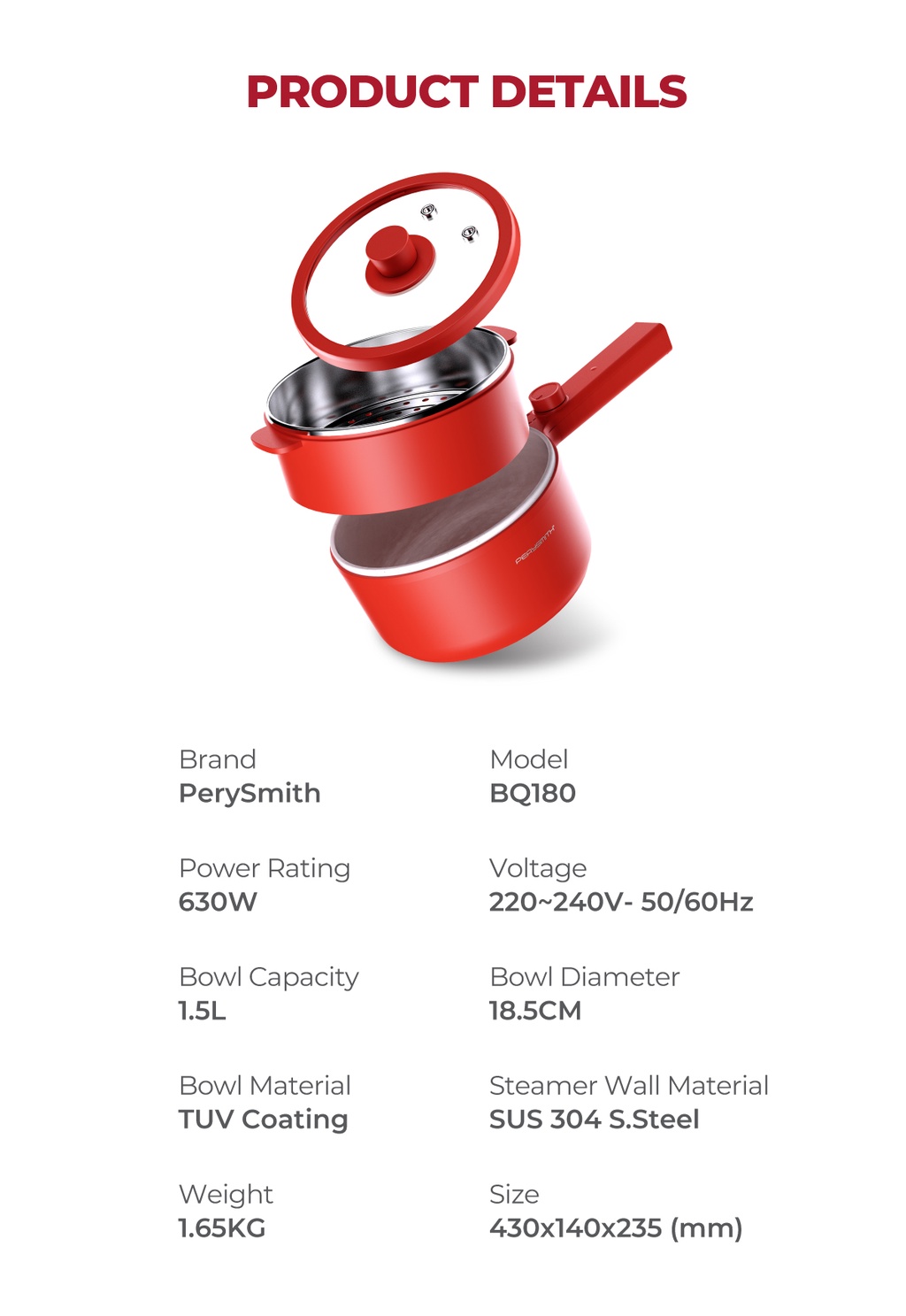 PERYSMITH 2 IN 1 MULTI COOKER BQ180 PerySmith Malaysia