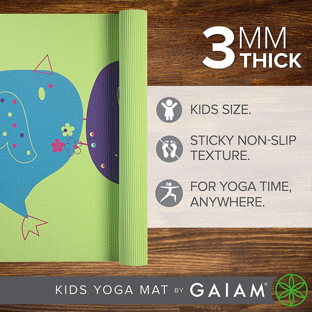 Playtime for Babies Active & Calm Toddlers and Young Children 60 L x 24 W x 3mm Thick Gaiam Kids Yoga Mat Exercise Mat Yoga for Kids with Fun Prints 