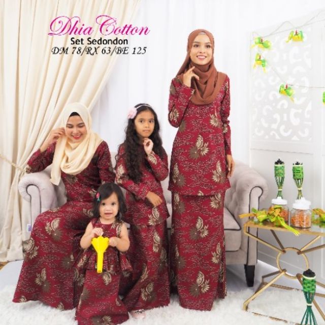 Baju Kurung Cotton Sedondon Ibu Dan Anak