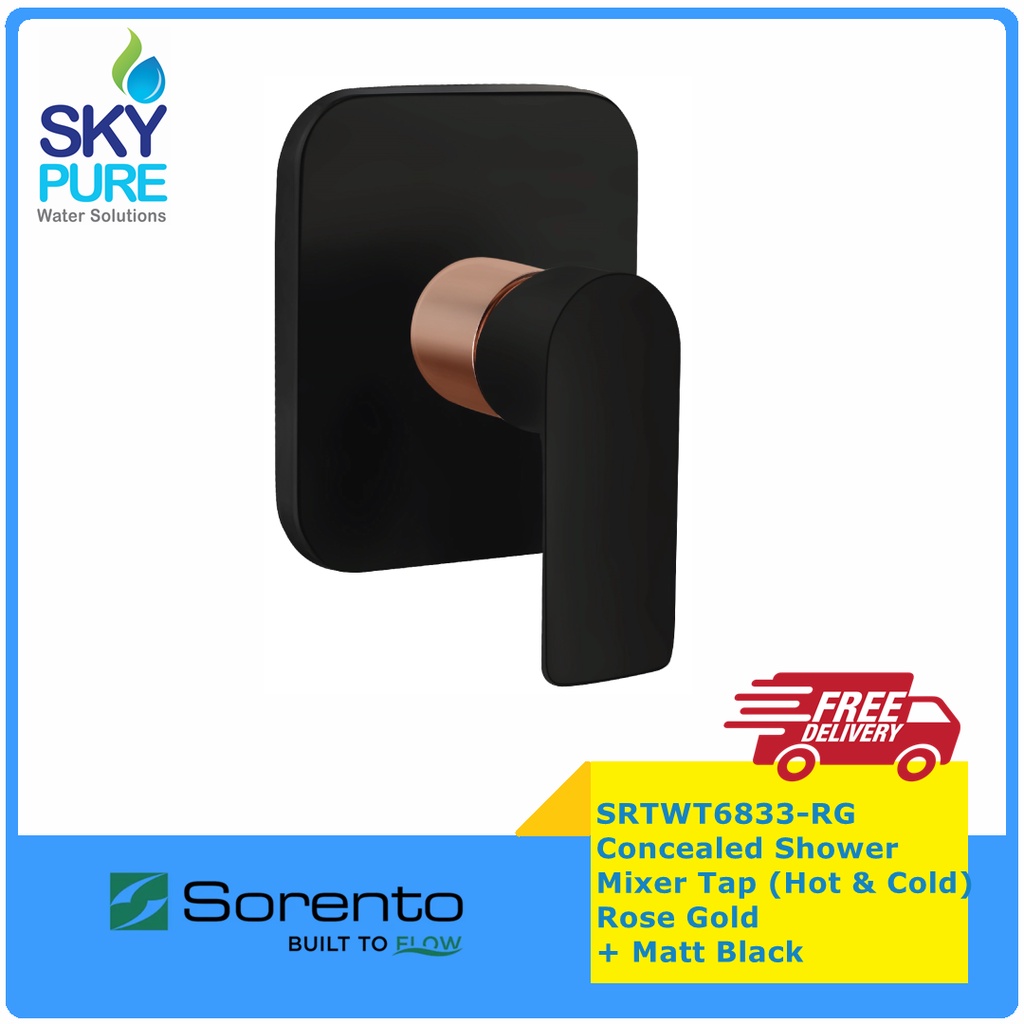 SORENTO SRTWT6833RG Concealed Shower Mixer Tap Black + Rose Gold Color