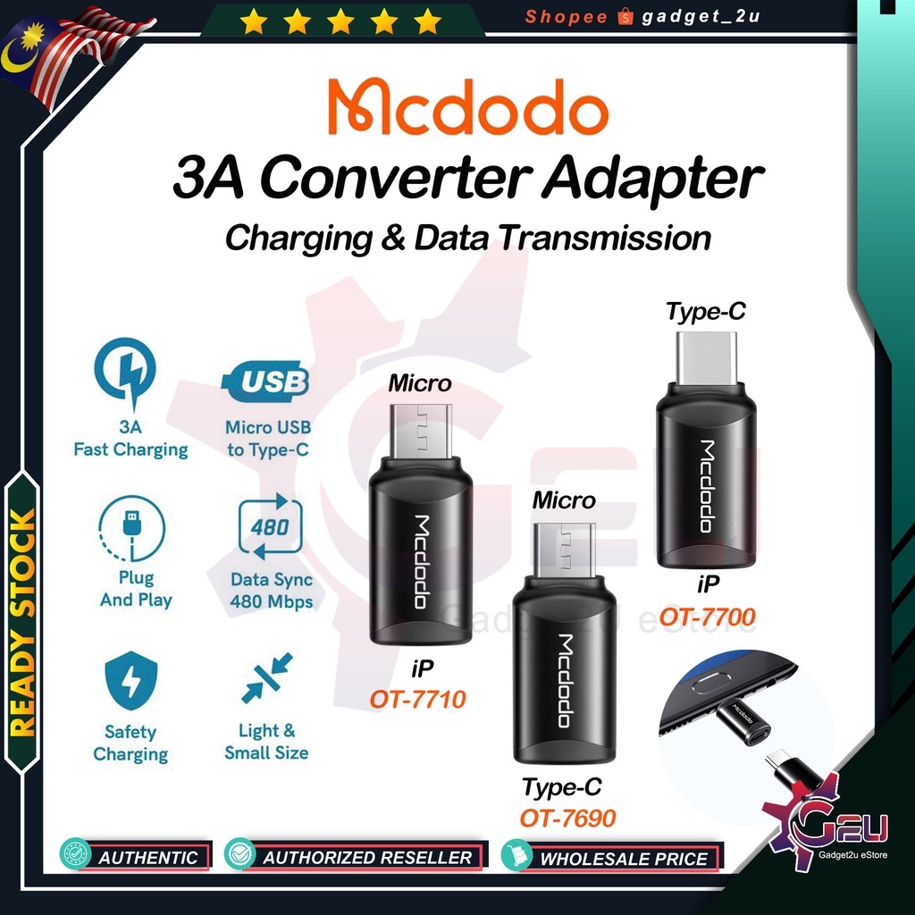 Original mcdodo ot 7710 compatible with ip to micro ot 7690 type c to