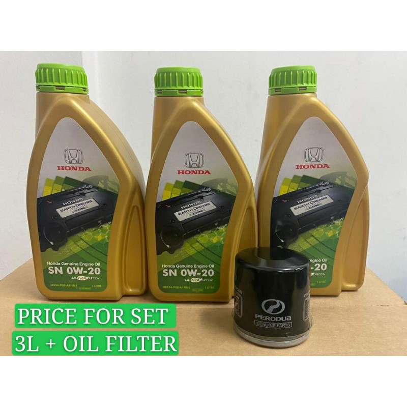 Original Honda For Perodua Axia Bezza 1 0 Fully Synthetic Sn 0w20 3l Engine Oil Oil Filter Shopee Malaysia