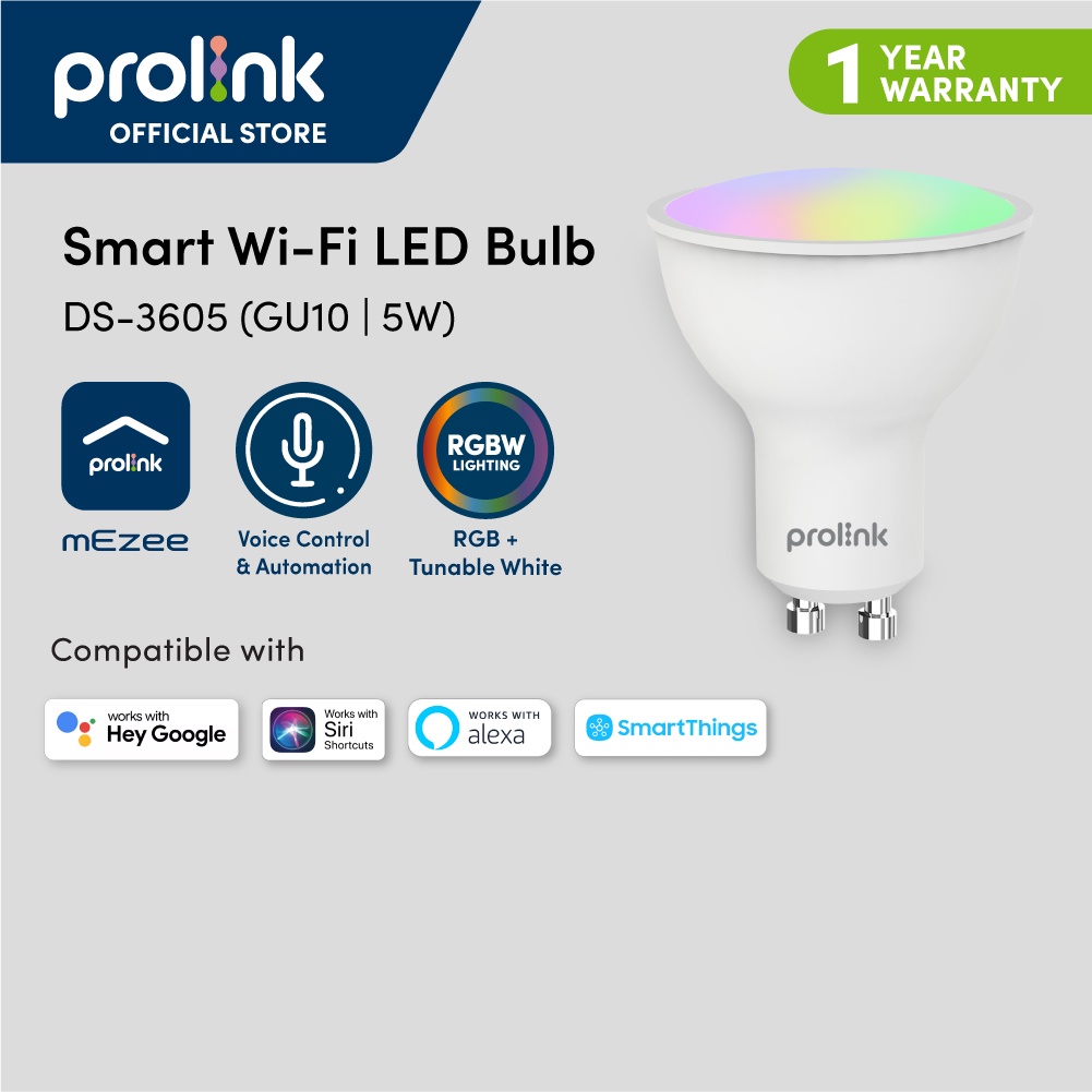 Prolink Smart LED GU10 Bulb Daylight, Tunable White, Colour Adjustable