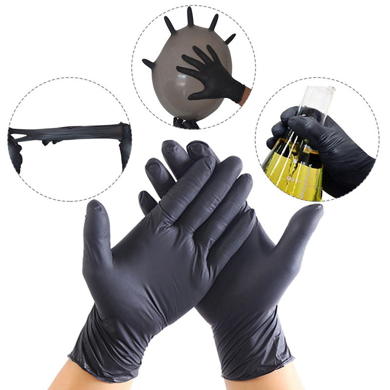 disposable latex gloves black