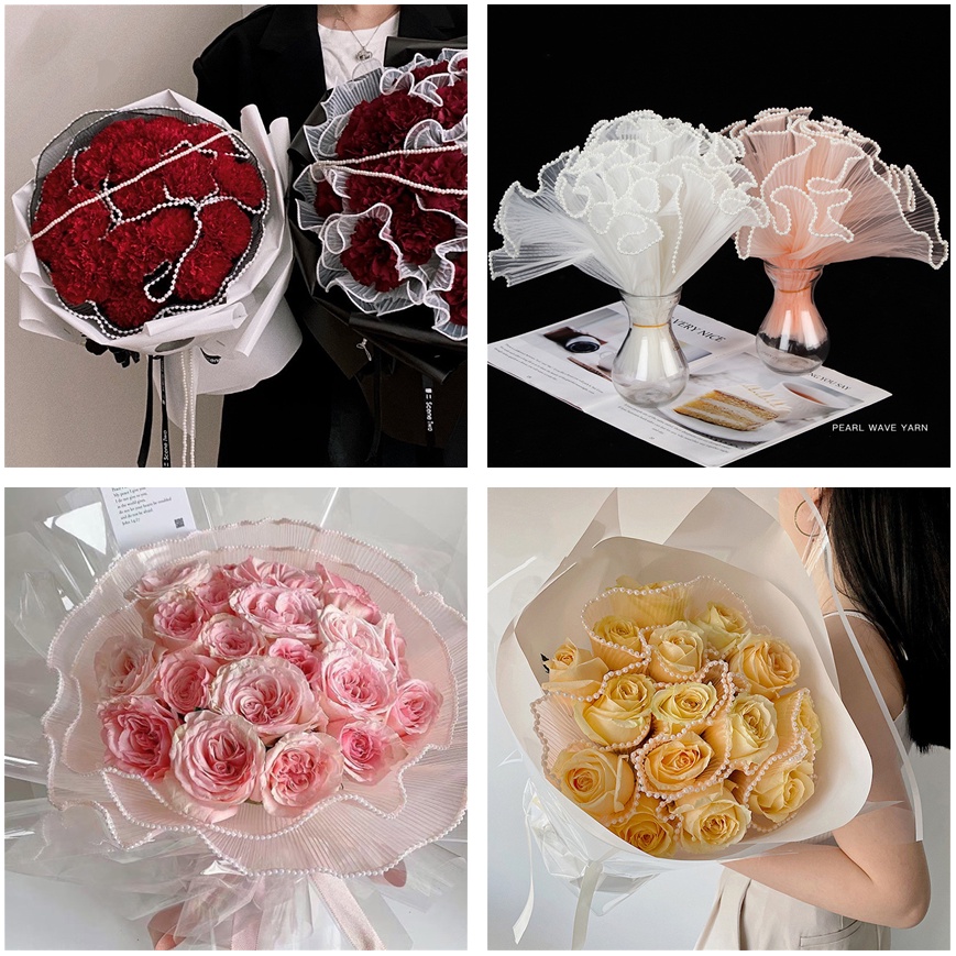 Korean Dot Mesh Flower Bouquet Paper Materials for Christmas