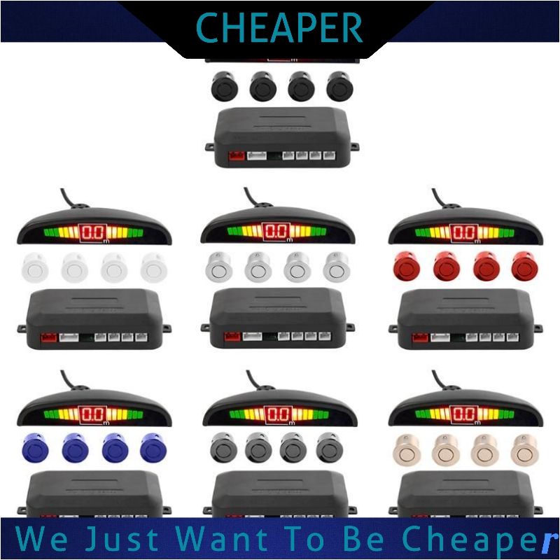 4 Radar System Sensors Automatic Reverse Sensors Detector LED Light
