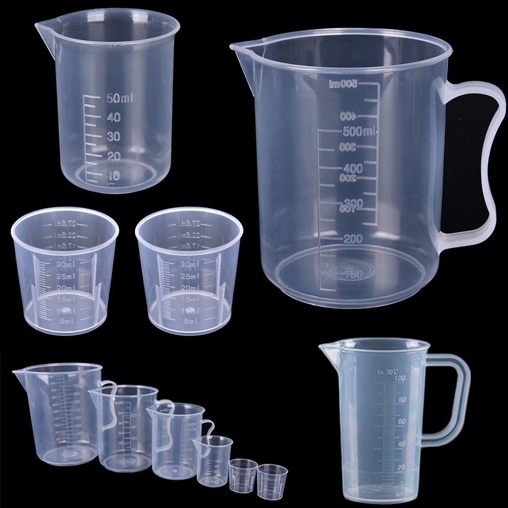Clear Plastic 1L Measuring Jug Cup Grip Cooking Barking Kitchen Lab 1000ml Container Graduated Jug