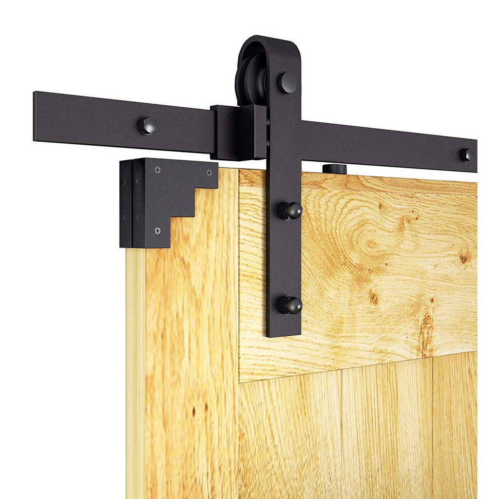 Diyhd Rustic Black Bent Straight Barn Wood Closet Interior Door Sliding Track Hardware Kit