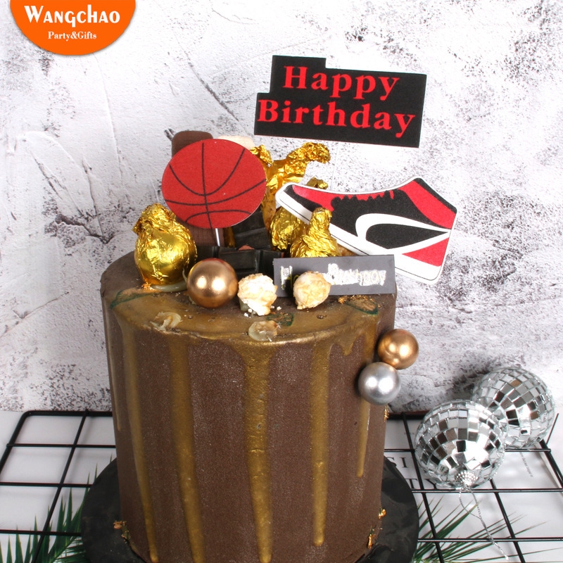 3pcs Basketball Theme Happy Birthday Cake Decoration Sports Series
