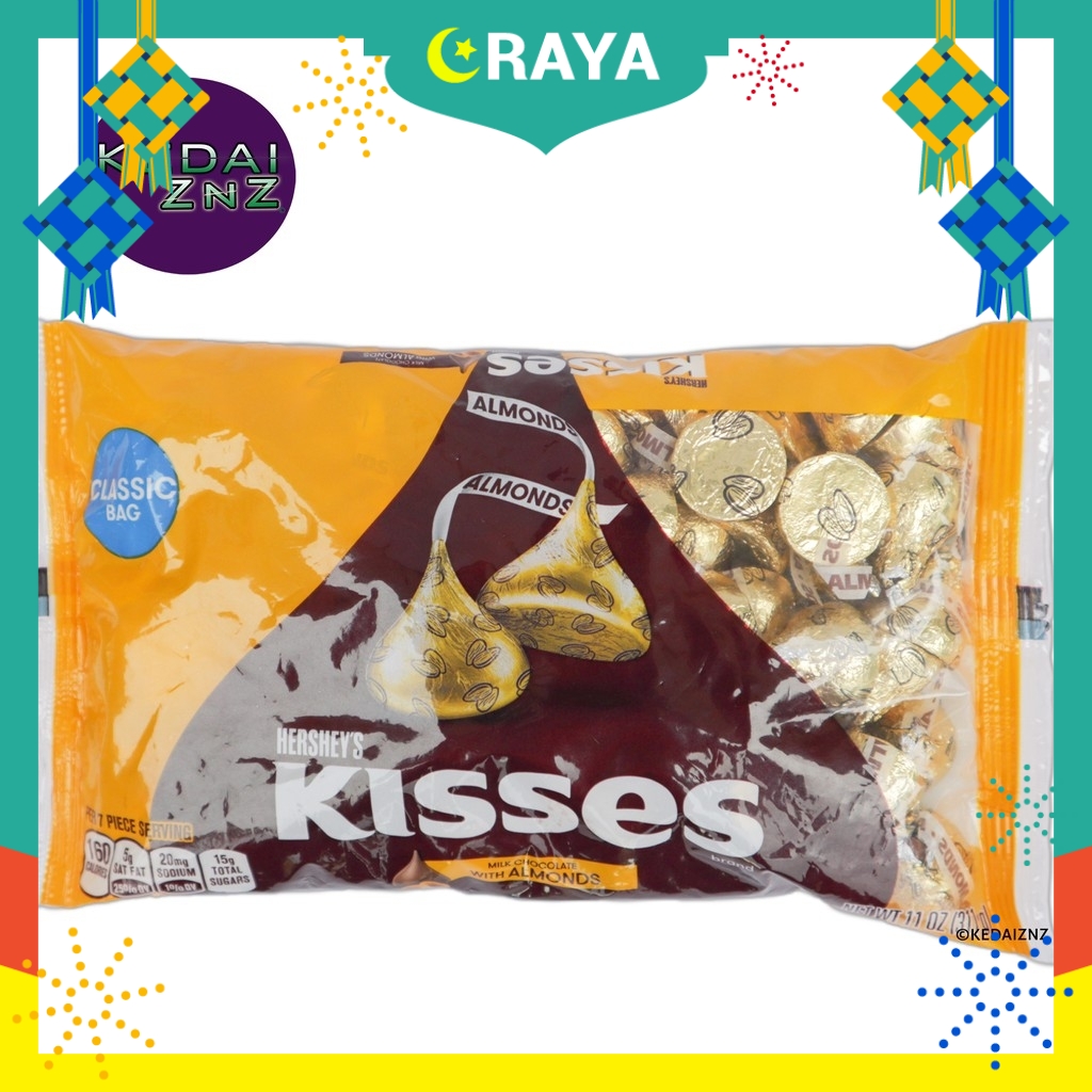 Chocolate HERSHEYS Kisses Classic Milk Chocolate with Almonds Bag 300g Coklat Shopee Malaysia