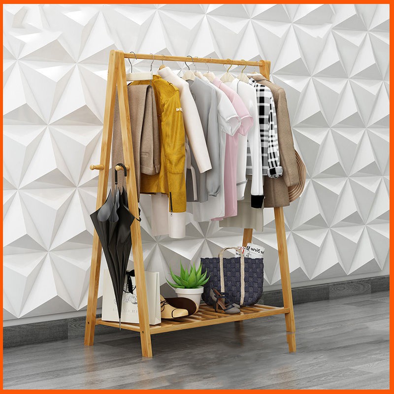 Modern Bamboo Wooden Clothes Rack Multi Function Coat Hanger 50 100cm