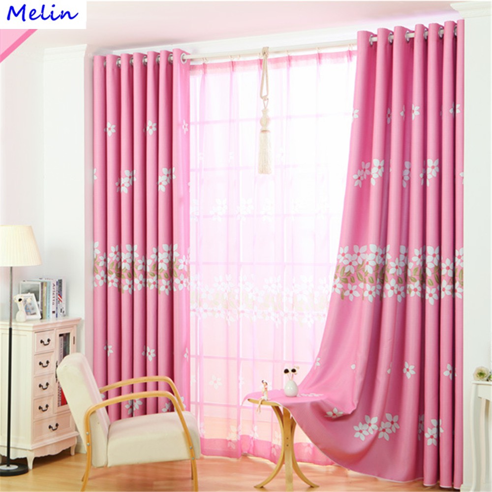 Pink Romantic Flower Blackout Curtain Window Sheer Curtain Living Room Bedroom