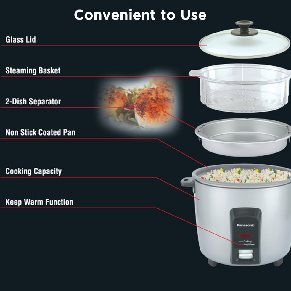 PANASONIC SRY22FGJ Rice Cooker 2.2L 2 Dish SRY22FGJRSK Steam Basket