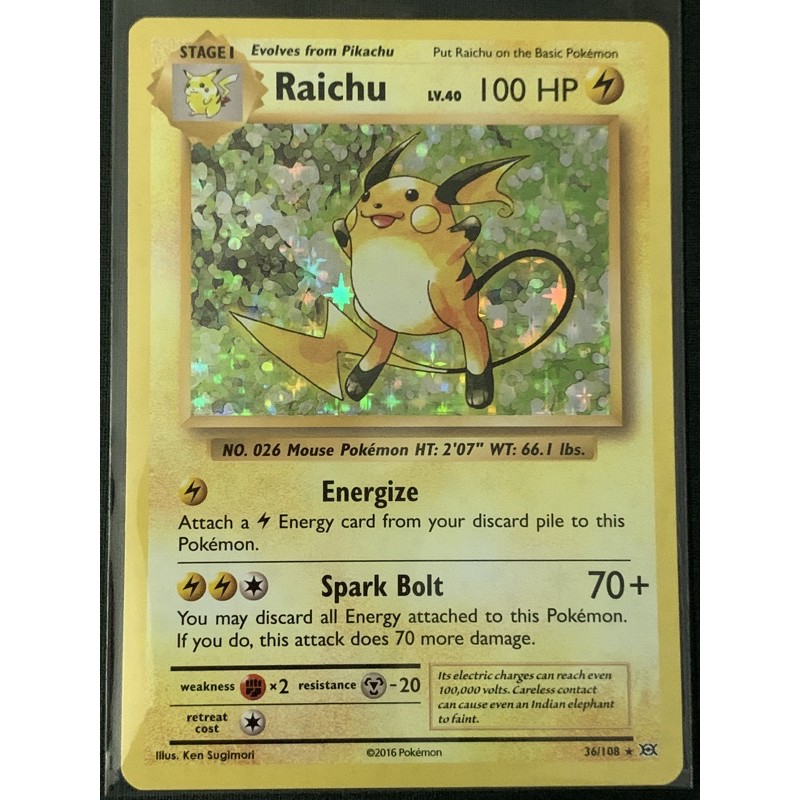 Ptcg Raichu 36 108 Holo Rare Lightning Pokemon Xy Evolutions Shopee Malaysia