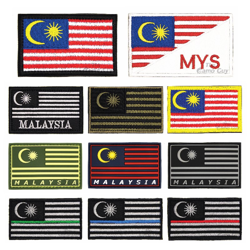 Malaysia Flag Colour and Monochrome Embroidery / PVC Morale Patch ...