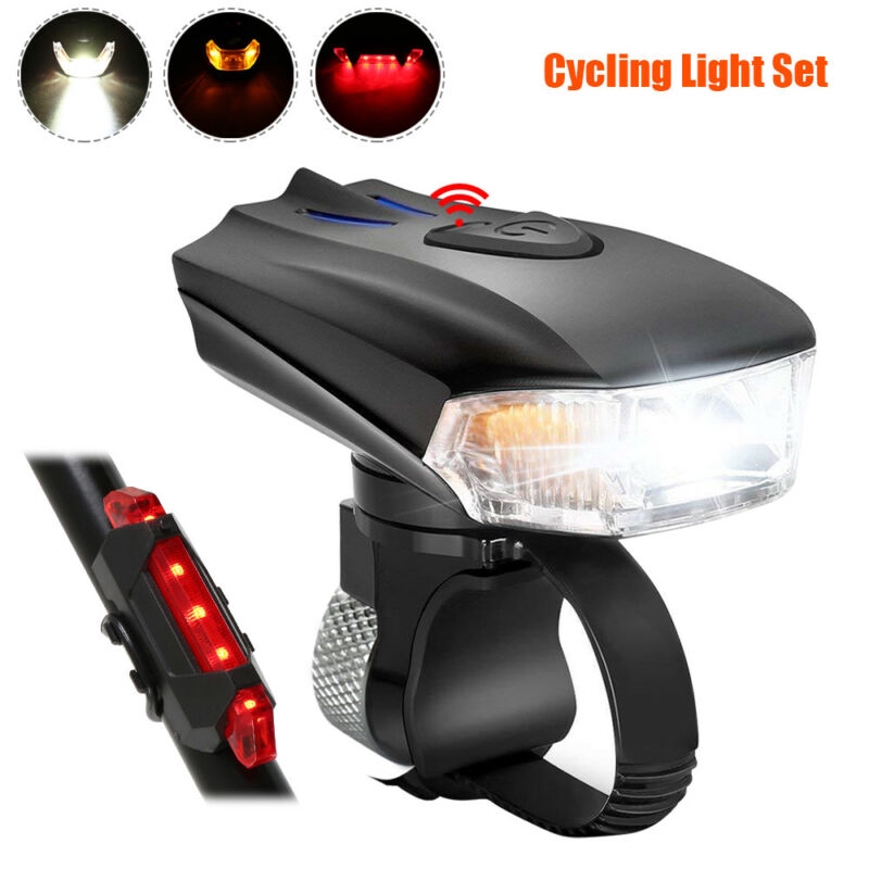 Rechargeable MTB Bike Lights Bicycle Cycling USB LED Head Front Rear Tail Lamp