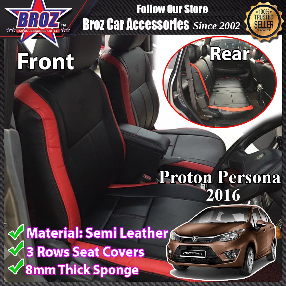 Car Seat Cover Case Semi Leather Red Black Proton Persona 2016 Car 