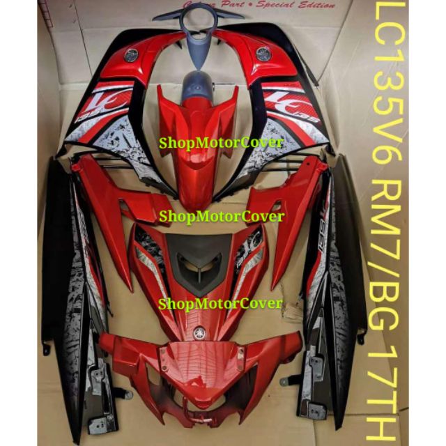 YAMAHA LC 135 LC135 V4 V5 V6 BODY COVER SET RM7 MAROON BLACK WITH ...