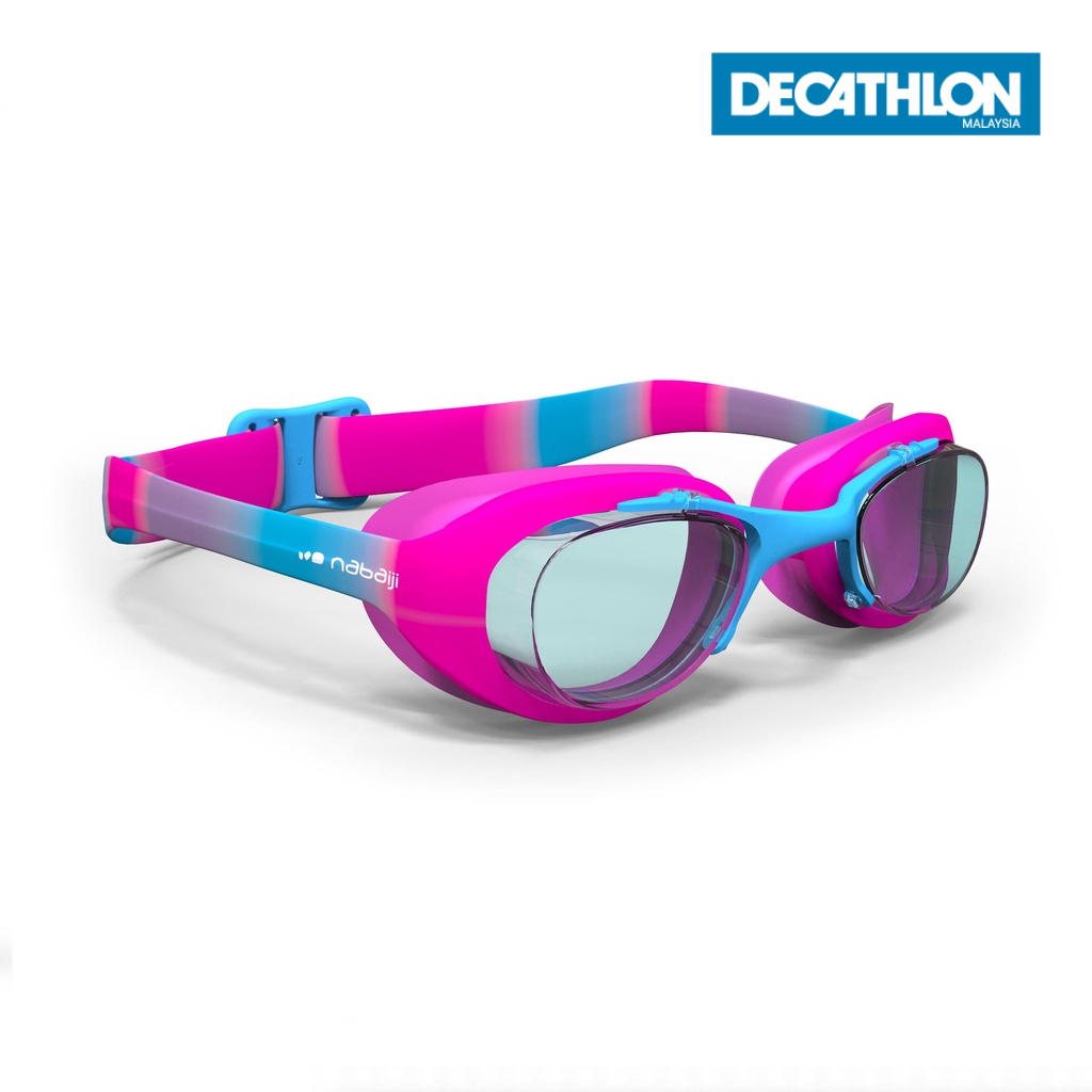 Decathlon Kids' Plain Strap Clear Lens Swimming Goggles 100 Xbase (Anti-Fog) - Nabaiji