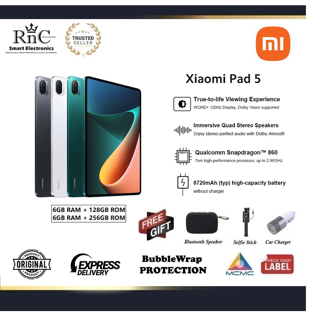 Xiaomi Pad 5 Tablet 6GB RAM + 128GB/256GB ROM 1 Year Warranty Under