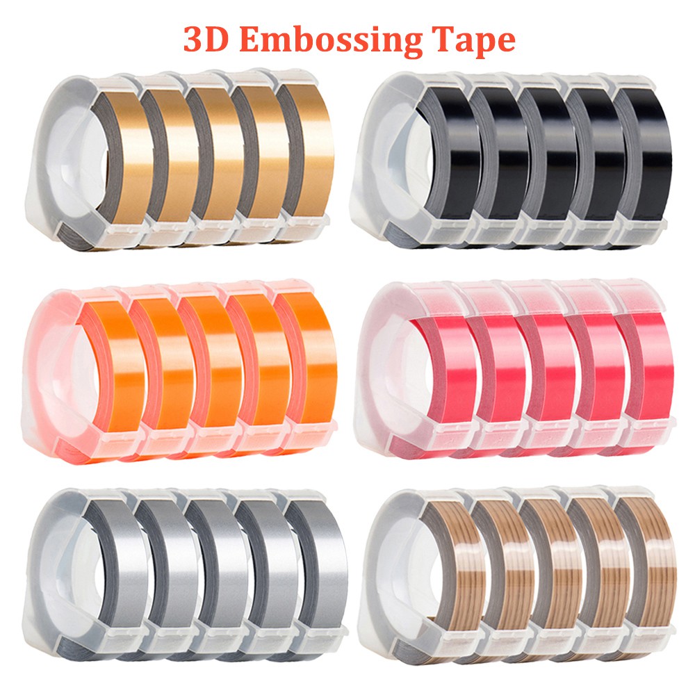 5 rolls x Dymo 3D Embossing Label 9mm x 3m in RED **CAZY SALES 