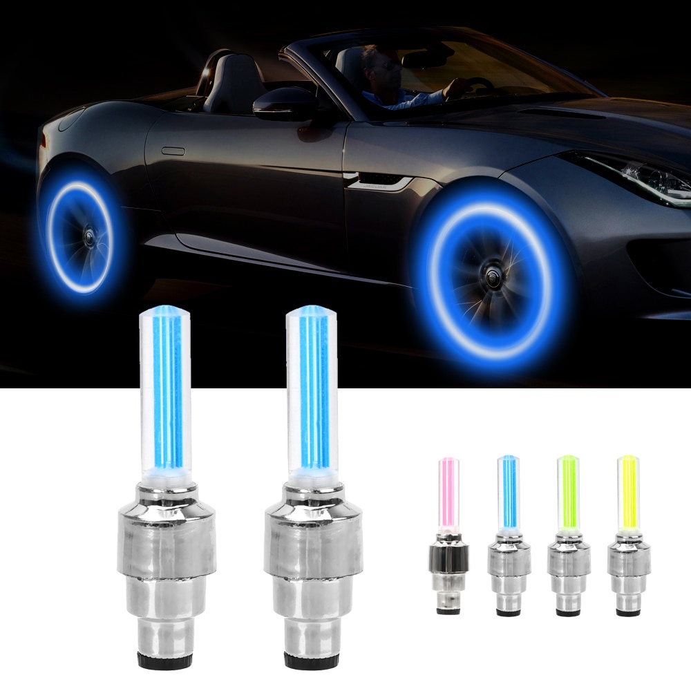 5PCS Roda Mobil Lampu LED Motosikal Basikal Lampu Tayar Valve Cap Dekoratif Lantern Tire Valve Cap Flash Spoke Neon Lamp