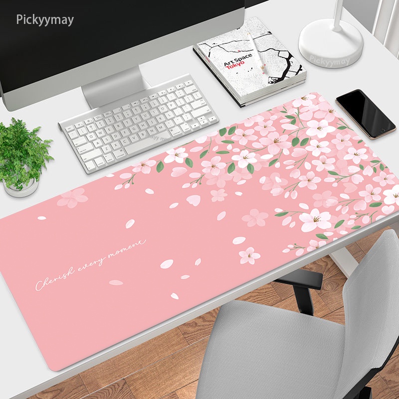 Pink Cherry Blossom Mousepad Kawaii Office Computer Keyboard Mausepad Desk Accessories PC Mause Table Mat Sakura Mouse Pad