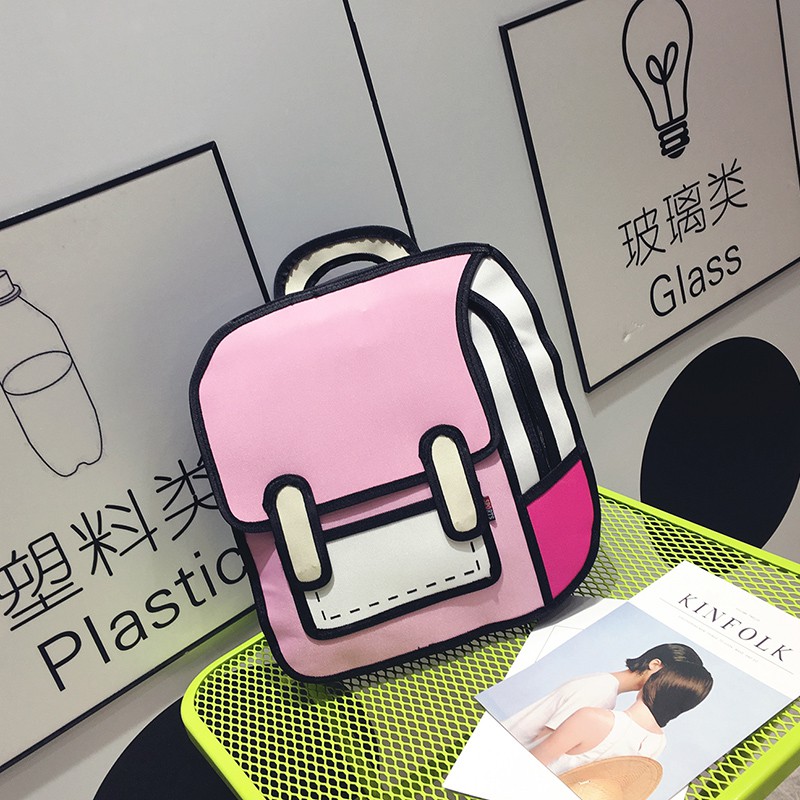 3D Fashion Backpack /Comic 3D Bag / Student 3D Bag/ School Bag