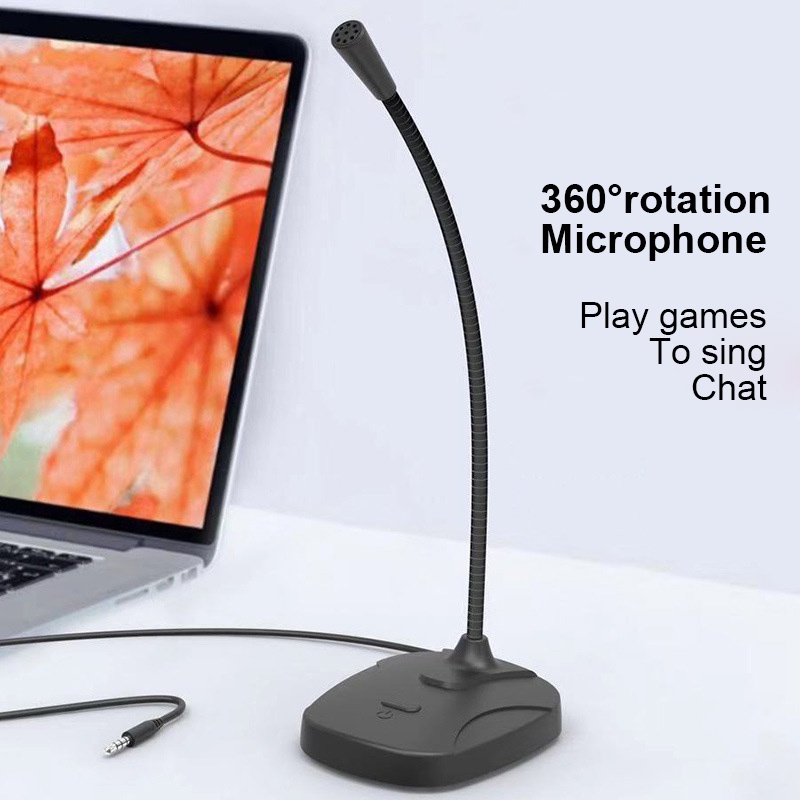 USB Desktop Microphone PC Computer Mic Gaming Chatting Online Class 3.5mm Microphone Adjustable Hose Studio Microphone