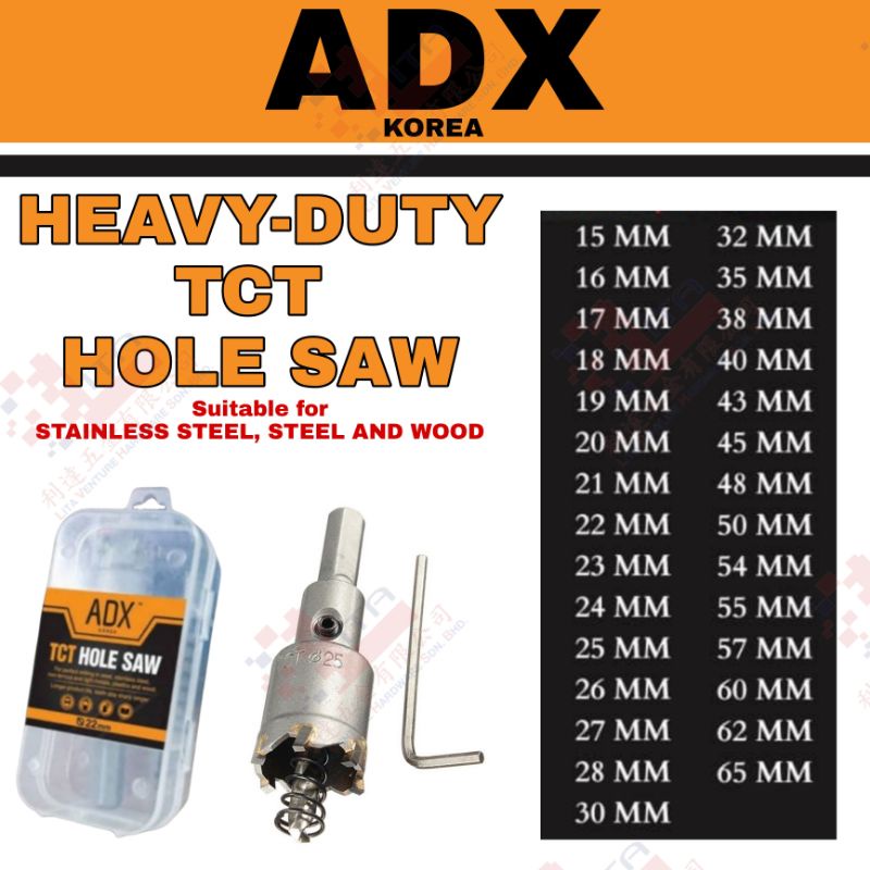 ADX KOREA HEAVYDUTY TCT HOLE SAW INDUSTRY USE DRILL BIT BUKA LUBANG