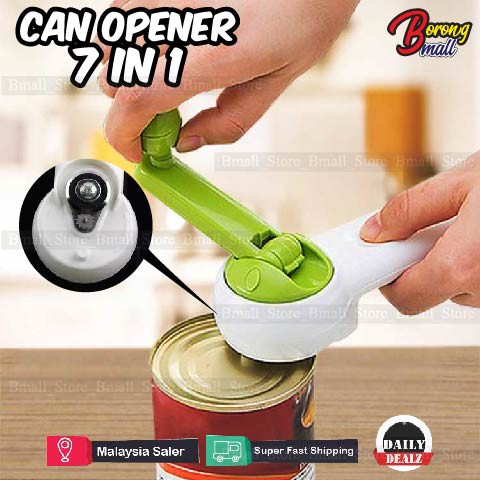 7in1 Multifunctional Can and Bottle Opener Knife Slicker Easy Open Jar / Alat Pembuka Tin 7 Dalam 1