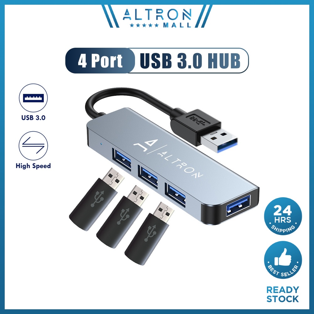 ALTRON USB 3.0 Hub 4 Port USB C Ultra Slim Hub Power for Samsung Huawei MacBook Flash Drives Mouse Keyboard Laptop